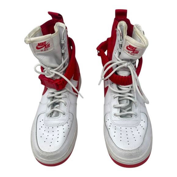 Nike Mens Air Force 1 SF Hi Red Leather High Top Lace Up Athletic Shoes Size 8.5